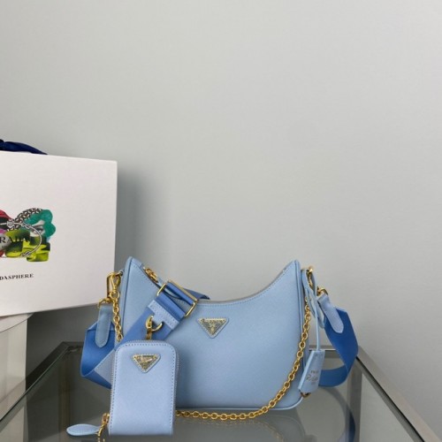 Prada Re-Edition 2005 Saffiano válltáska 1BH204 égszínkék