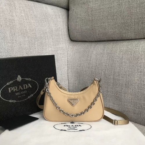 Prada Re-Edition 2005 nejlon mini válltáska 1BH203 barackszínű