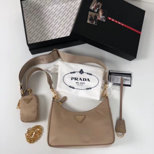 Prada Re-Edition nylon válltáska 1BH204 barackszínű