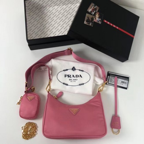 Prada Re-Edition nylon válltáska 1BH204 rózsaszín