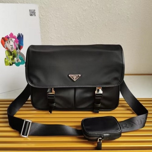 Prada Re-Nylon és Saffiano bőr válltáska 2XD770 fekete