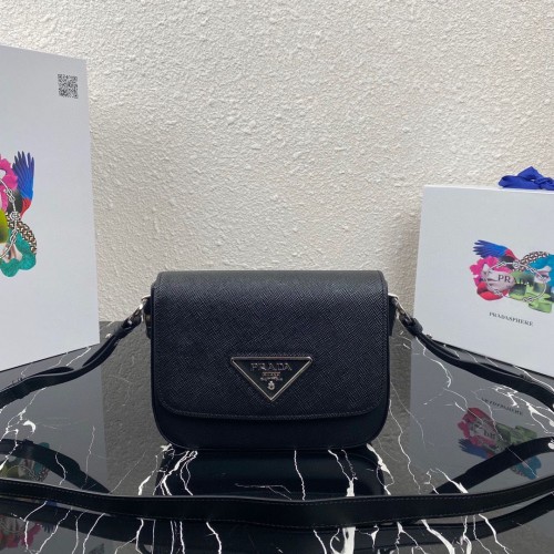 Prada Saffiano Bőr Identity Válltáska 1BD249 Fekete