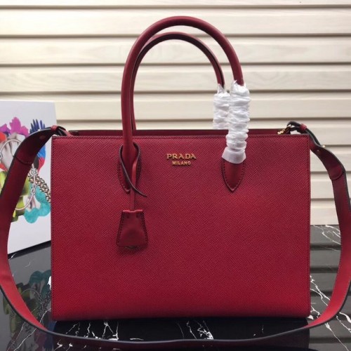 Prada Saffiano Leather Tote Large 1BA153 piros