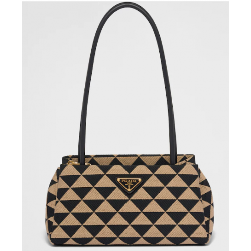 Prada Kis Hímzett Textil Symbole Táska 1BA368 Bézs