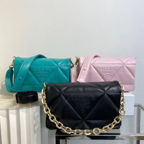 Prada Rendszeres Párnázott Válltáska Eredeti Báránybőr Bőr 1AD306