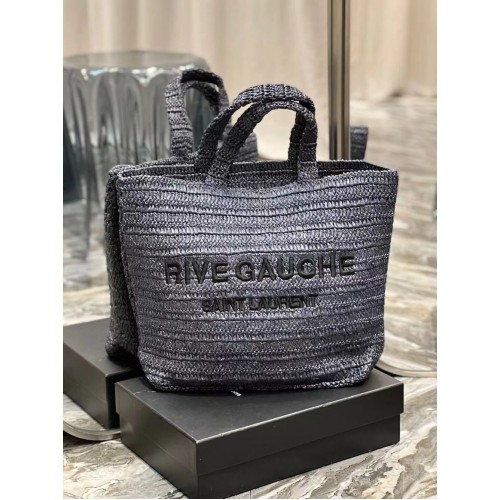 SAINT LAURENT RIVE GAUCHE RAFFIA HORGOLÓS SZÁLLÍTÓTÁSKA 688864 fekete