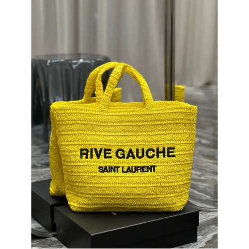 SAINT LAURENT RIVE GAUCHE RAFFIA HORGOLÓS, SIZE SZÁLLÍTÓTÁSKA 688864 sárga
