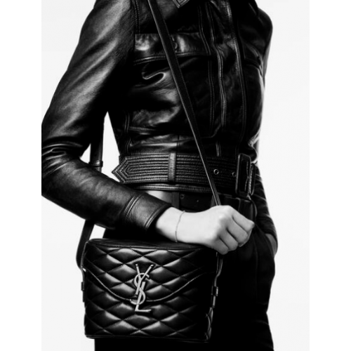 SAINT LAUREN JÚNIUSI BOX TÁSKA STEPPELT BÁRÁNYBŐRBŐL 7100801 NOIR