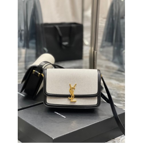 SAINT LAUREN SOLFERINO KÖZEPES MÉRETŰ TÁSKA DOBOZBAN SAINT LAURENT BŐR 634307 fekete