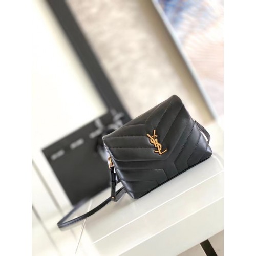 SAINT LAURENT LOULOU KIS MATELASSE BŐR 467072 FEKETE ÉS BRONZ FÉMVASALATOK