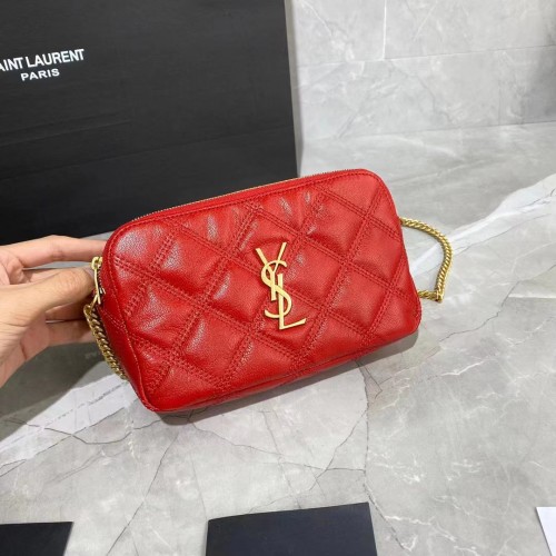 SAINT LAURENT MONOGRAM LÁNCOS BŐR PÉNZTÁRCA 655941 piros
