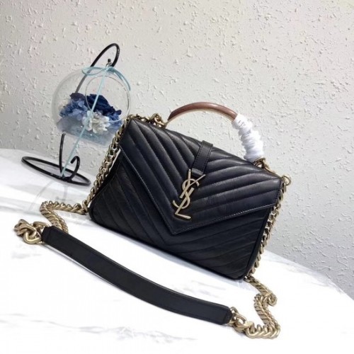 SAINT LAURENT Monogram College kisméretű, steppelt bőr válltáska 5809 fekete