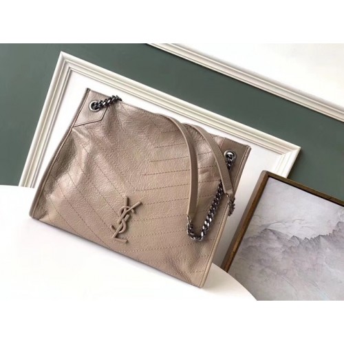 SAINT LAURENT NIKI KÖZEPES MÉRETŰ BEVÁSÁRLÓTÁSKA GYÖRÖTT VINTAGE BŐRBŐL 5814 Gesztenye