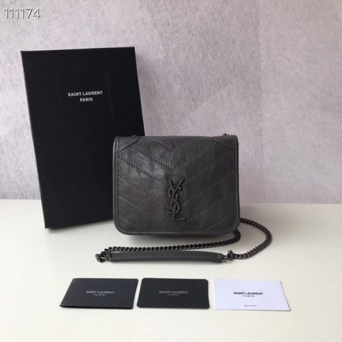 SAINT LAURENT Niki Mini bőr válltáska 03743 sötétszürke