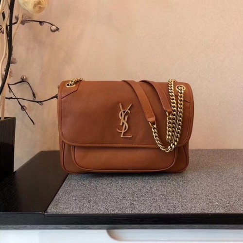 SAINT LAURENT Niki monogramos közepes bőr válltáska 504865 Teveszín