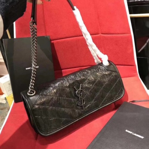 SAINT LAURENT Niki monogramos kis bőr válltáska 504866 fekete
