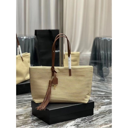 SAINT LAURENT PANIER KÖZEPES RAFFIA TÁSKA Y811502 BÓZSZÜRKE