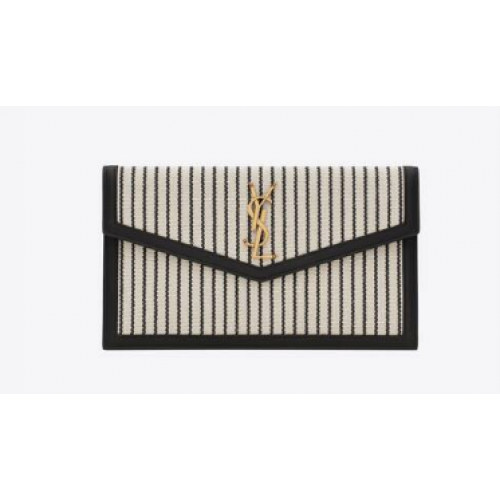 SAINT LAURENT UPTOWN VÁSZON ÉS SIMA BŐR TÁSKA 565739 KRÉM ÉS FEKETE