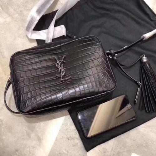 SAINT LAURENT krokodilmintás bőr crossbody táska 505730 fekete