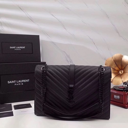 SAINT LAURENT bőr válltáska 392745 fekete&fekete árnyalatú fémrészek
