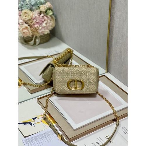 KIS DIOR CARO TÁSKA Barna Macrocannage Tweed Hímzés M9241