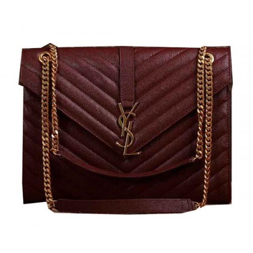 Saint Laurent Classic Monogram Cannage Pattern Flap Bag Y5480 Burgundy