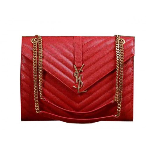 Saint Laurent Classic Monogram Cannage Pattern Flap Bag Y5480 Red