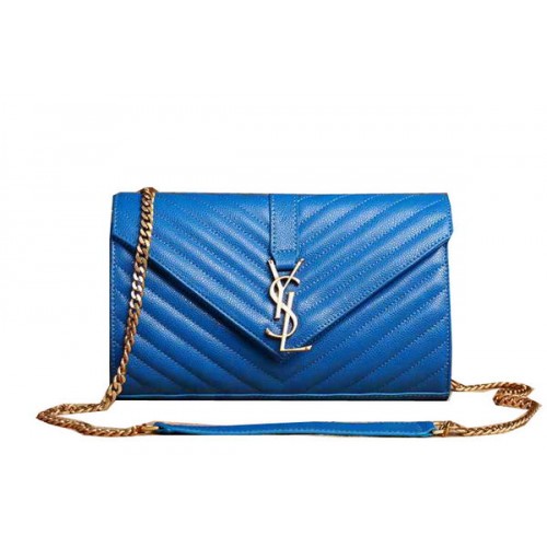 Saint Laurent Klasszikus Monogramos Cannage Mintás Zsebtáska Y5482 Kék