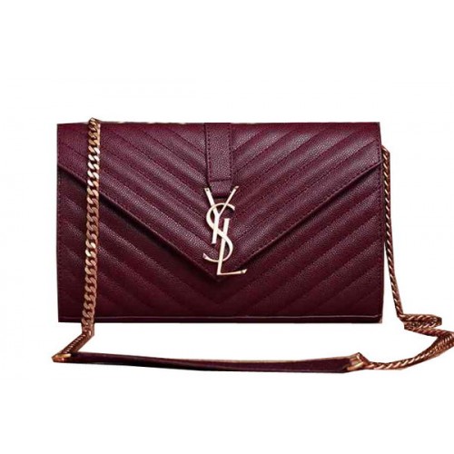 Saint Laurent Klasszikus Monogramos Cannage Mintás Zsebtáska Y5482 Bordó