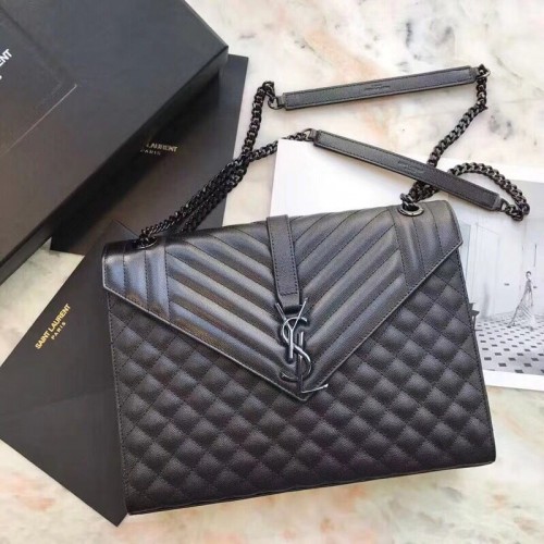 Saint Laurent Klasszikus Monogramme Bőr Zsebtáska 392738 fekete
