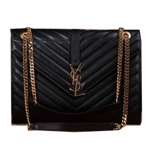 Saint Laurent Klasszikus Monogram Eredeti Bőr Zsebtáska Y5480 Fekete