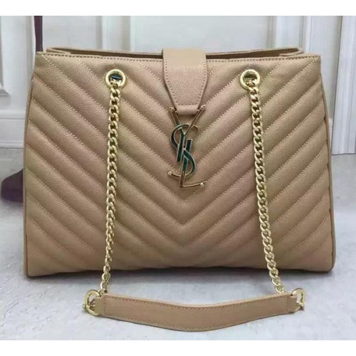 Saint Laurent Large Cabas Cannage mintás bőrtáska Y26584 sárgabarack