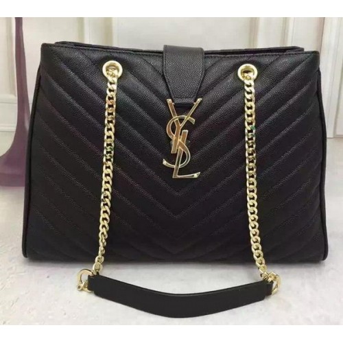 Saint Laurent Large Cabas Cannage mintás bőrtáska Y26584 fekete