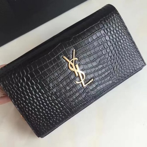 Saint Laurent mini krokodilbőr keresztpántos válltáska 360458 fekete