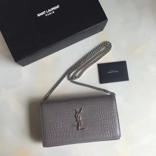 Saint Laurent mini krokodilbőr keresztpántos válltáska 360458 szürke