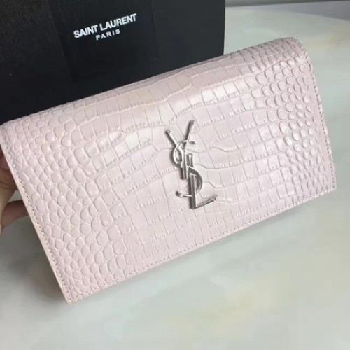 Saint Laurent mini krokodilbőr keresztpántos válltáska 360458 rózsaszín