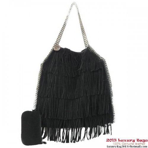 Stella McCartney Falabella Shaggy Tassels hajtogatható táska, fekete