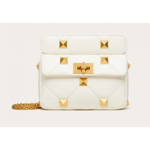 VALENTINO GARAVANI ROMAN STUD Kis báránybőr táska 1W2B0L04 fehér