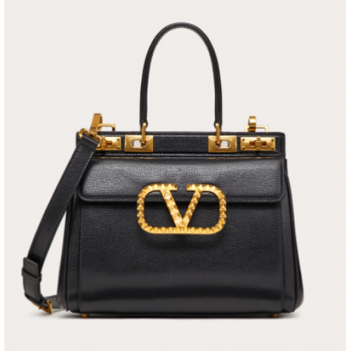 VALENTINO GARAVANI Rockstud Alcove Közepes szemcsés marhabőr 2B0J41 fekete