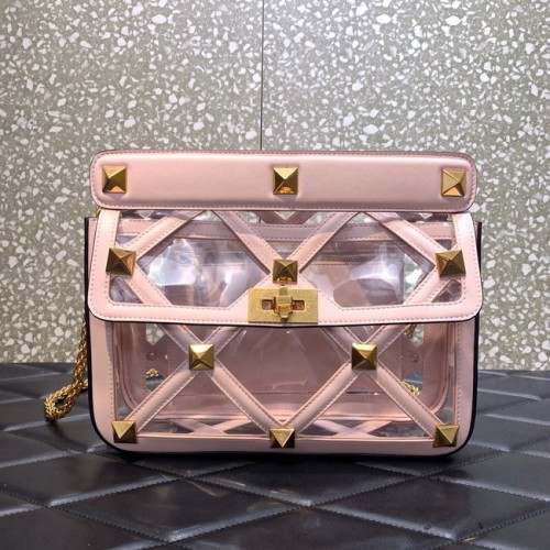 VALENTINO GARAVANI Roman Stud puha báránybőr láncos válltáska WW2B0I60B rózsaszín