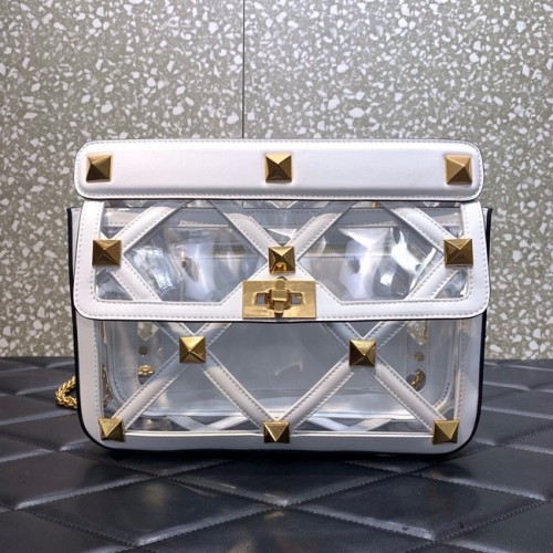 VALENTINO GARAVANI római bedugós puha báránybőr láncos válltáska WW2B0I60B fehér