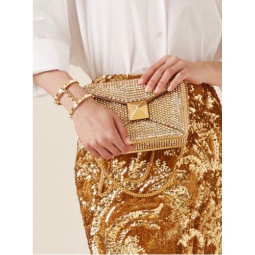 VALENTINO ONE STUD Kis Strassz Hímzéses Válltáska 1W0B0L SÁRGA