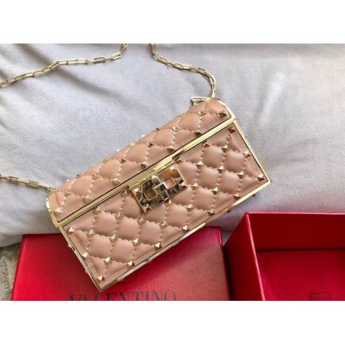 VALENTINO Rockstud steppelt bőr crossbody táska 0702 barackszínű