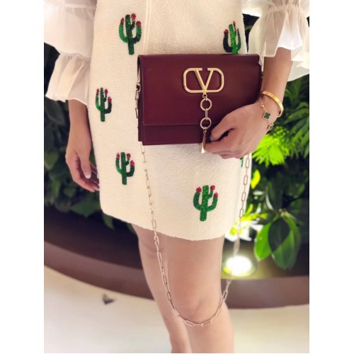 VALENTINO VLOCK Eredeti bőr válltáska 0910 Bordó