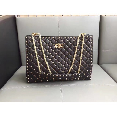 Valentino Starry Series Bevásárlótáska Eredeti Báránybőr Bőr 0346 Fekete