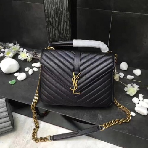 YSL Classic Monogramme fekete bőr fedeles táska Y392737 arany