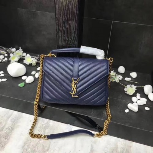 YSL Klasszikus Monogramme Kék Bőr Zsebtáska Y392737 Arany