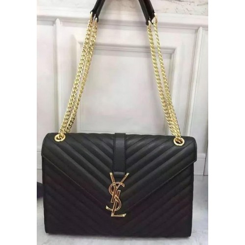 YSL Klasszikus Monogramme Flip Táska Borjúbőr Y26588 Fekete