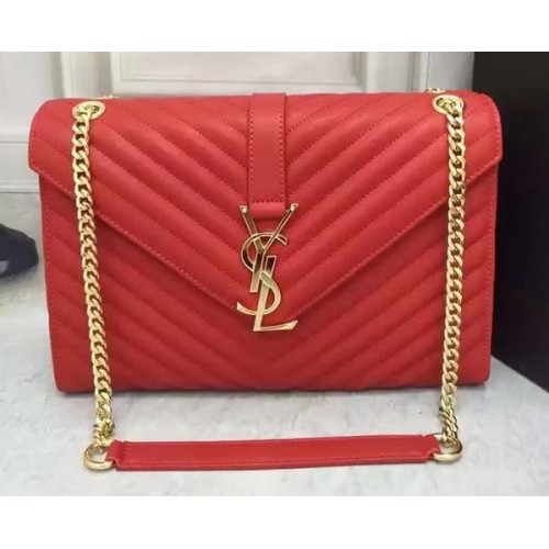 YSL Klasszikus Monogramme Flap Bag Borjúbőr Y26588 Piros