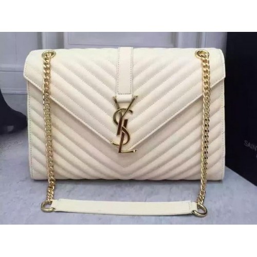 YSL Klasszikus Monogramme Flap Bag Borjúbőr Y26588 Fehér